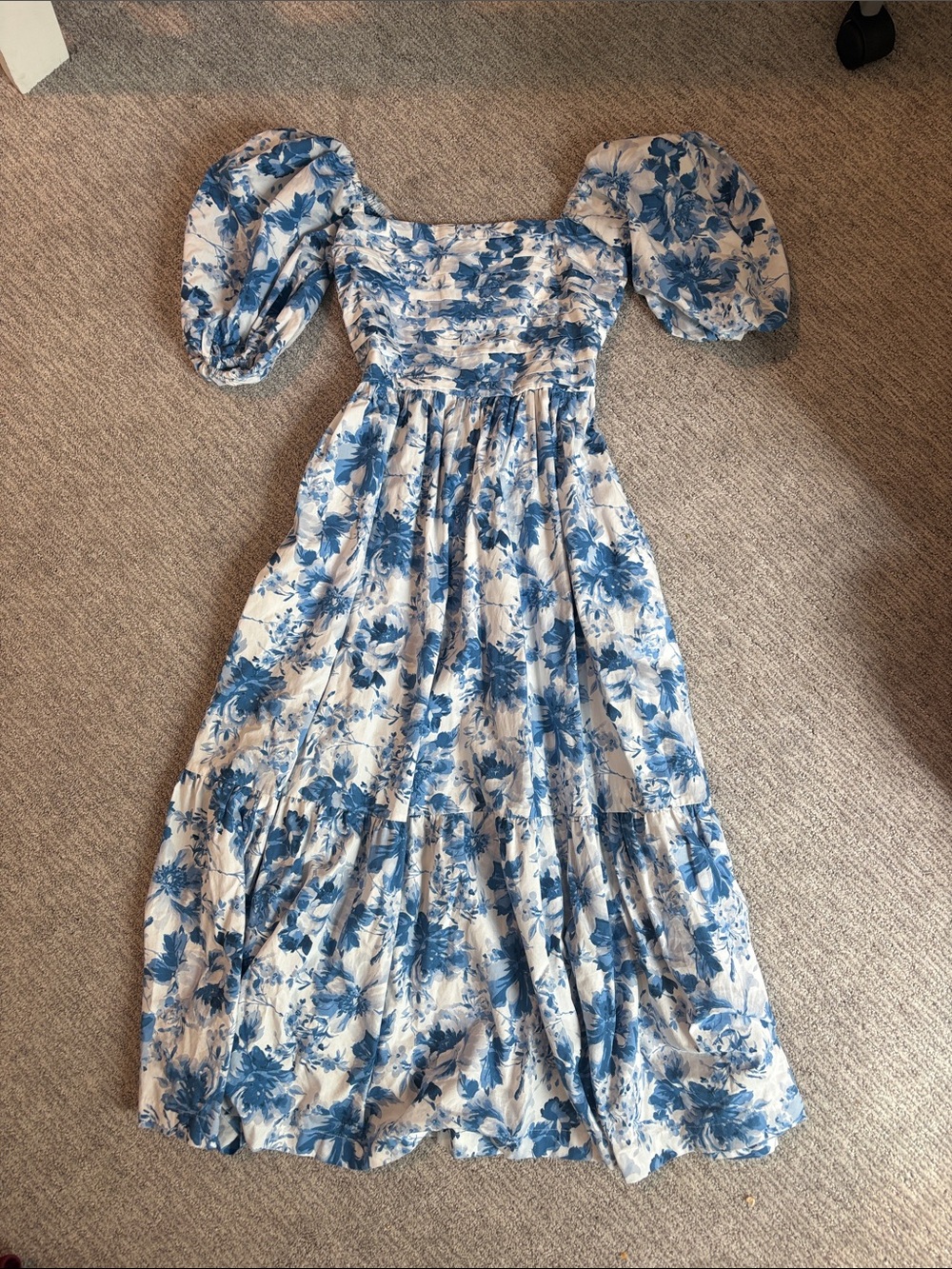 Abercrombie & Fitch Blue and Cream Floral Midi Dress